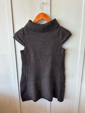 ibex Merino Wool Charcoal Sleeveless Turtleneck Knit Tunic